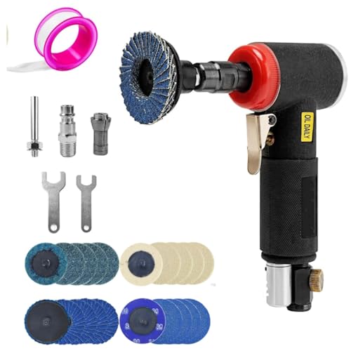 Druckluftschleifer-Set mit Mini-Draht-Schleifer, 6mm und 3mm Spannzange sowie 20 x 2 Zoll Schnellwechselscheiben für Schleifen, Polieren und Feinbearbeiten