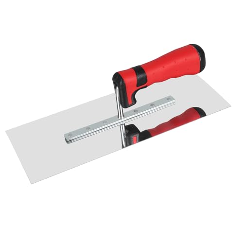 Edelstahl Glätterkelle mit Softgriff, Traufel 28x11cm Spachtel Kelle zum Putzen und Glätten von Oberflächen