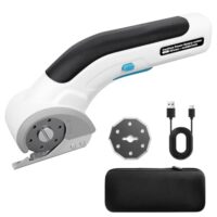 Elektrische Schere kabellos 2000mAh mit Sicherheitssperre, Akkuschere für Stoff Leder Karton Kunststoff, Kartonschneider elektrisch für DIY Nähen Handwerk Haushalt