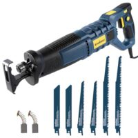 Enventor 850W elektrische Holzsäge mit variablem Drehzahl und werkzeugloser Sägeblattwechsel, ideal für das Schneiden von Holz, PVC und Metall.