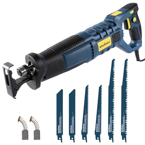 Enventor 850W elektrische Holzsäge mit variablem Drehzahl und werkzeugloser Sägeblattwechsel, ideal für das Schneiden von Holz, PVC und Metall.