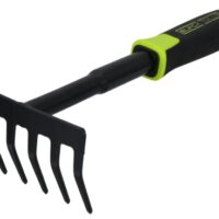 Gartenhandrechen mit rutschfestem Griff und korrosionsgeschütztem Stahl, ideal für das Säubern und Auflockern von Boden in kleinen Blumenbeeten und Pflanzkästen, Länge 30 cm