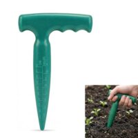 Pikierstab für Gartenarbeiten mit T-Griff und Messskala, Präzise Pflanzhilfe für Blumenzwiebeln zum Säen, Umpflanzen & Lockern