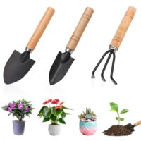 Gartenwerkzeug Set mit Gartenschaufel, Spaten und Rechen für kleine Pflanzen, Bonsai und Topfpflanzen