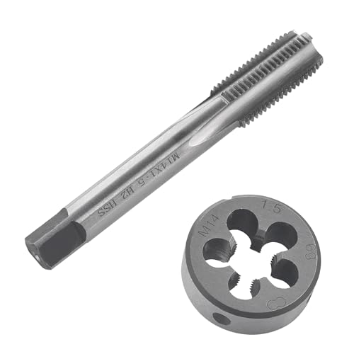 Gewindeschneider für M14 x 1.5 mm, HSS Gewindebohrer und Schneideisen Set, Rechtsgewinde Feingewinde Schneider