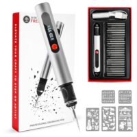 Elektrischer Gravurstift mit 30 Bits und 5 Gravurvorlagen für Schmuck, Metall, Glas und Kunststoff - Kabellos und wiederaufladbar