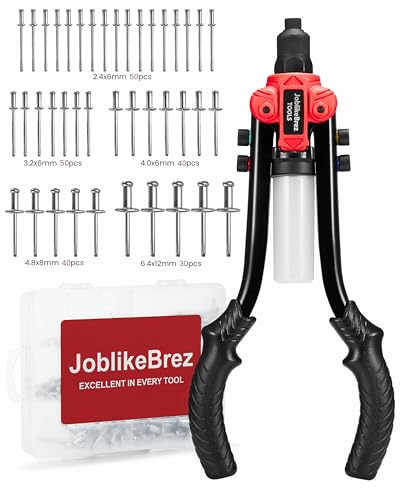 Profi Nietenzange mit 210 Blindnieten in verschiedenen Größen und einer großen 33 cm Blindnietzange mit Auffangbehälter. Geeignet für Auto-, Metall- und Heimwerkerarbeiten.