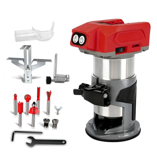 Kabelloser Power-Router kompatibel mit Milwaukee M18 18 V Akku, bürstenloser Holzfräser, 5 Geschwindigkeiten, 800 W, 30000 U/min, Handpalmenfräse mit Trimmfräser-Bits