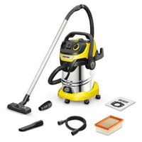 Ergonomischer und leistungsstarker Sauger von Kärcher, mit extra langem 8 m Kabel & 3,5 m Saugschlauch für maximale Reichweite, inkl. Steckdose, Flachfaltenfilter und Filterbox.
