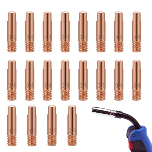 20 Stück Kupfer Kontaktspitze, Schweißdüsen für Schweissgerät MIG MAG Schweißbrenner Schweissgerät Schweißzubehör 0.8MM Verschleißteile Set 15AK M6 0.030 Zoll