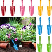 10 Stück Mini Gartenschaufeln in verschiedenen Farben, perfekt für Gartenarbeit oder Strand, hochwertig und robust, Lacküberzug und atmungsaktiv