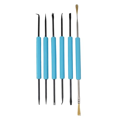 Lecreatekit 6 Zoll Entlöthilfe Werkzeug Set, Kohlenstoffstahl Lötassistent Kit für IC Demontage, Schweißen, Schleifen und Reinigen, Blau, 6 Stück