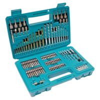 Das Makita B-68432 Bohrer-Bit-Set besteht aus 102 verschiedenen Bit-Typen und Größen, darunter Schraubenzieher, Bohrer und Meißel.