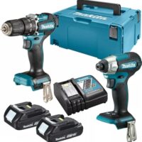 Makita Combo DTD155Z + DHP483Z BL 18V LXT 2Ah Werkzeugkombination mit Lithium-Ionen-Akku-Schlagschrauber und Bohrerbereich
