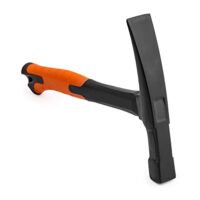 Maurerhammer mit Fiberglasstiel, 600g Kopfgewicht, Ziegelhammer aus Stahl und Fiberglas, Vibrationsdämpfung durch Gummigriff, ideal für Beton- und Ziegelarbeiten