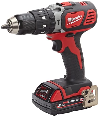 Milwaukee Taladro percutor 18V, litio, 2 velocidades, variable velocidad, ajustable momento de giro, herramienta para heimwerker y profesionales