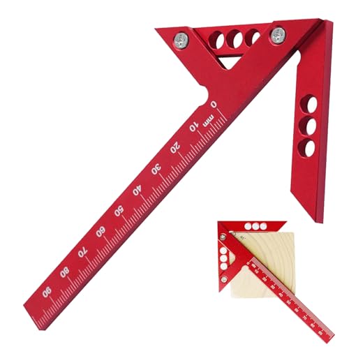 Mittenfinder, ein Werkzeug aus Aluminiumlegierung zum Messen und Markieren von Holz und anderen Materialien, mit einer 45-90° Linienlinie und Zentrierwinkel für präzise Vermessungen.