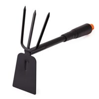 Mivos Doppelhacke für Garten mit Dreieck aus Stahl, Hacke mit zwei Köpfen für die Pflege und den Unkraut, Gartenhacke mit 3 Spitzen, Breite 7 cm