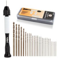 MulWark Präzisions Handbohrer - 25-teiliges Mini-Bohrerset mit HSS-Mikrospiralbohrern für Schmuck, Holz, Kunststoff und mehr