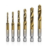 Professionelles HSS-Titan-Gewindebohrer-Set, 6-teilige Kombination von Bohrern und Gewindeschneidern für Metall, Holz, Kunststoff und andere Werkstoffe