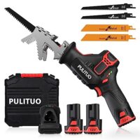 PULITUO 12V Akku Säbelsäge mit variabler Drehzahl und 1 Stunde Schnellladegerät, ideal für Holz- und Metallbearbeitung