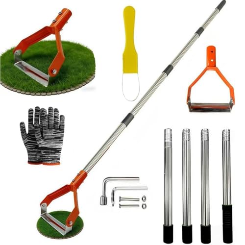 Gartenzubehör, Unkraut Entferner Gerät, Pendelhacke mit Stiel 163cm, Gartenhacke, Steigbügelhacke, Unkrauthacke 14cm Breit, für Jäten und Entfernen von Unkraut im Garten