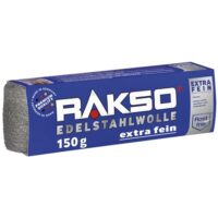 RAKSO Edelstahlwolle extra fein 150g - Rostaufhellende Bänder für Oberflächenbehandlung und Reinigung von gerbsäurehaltigen Hölzern ohne Blauverfärbung der Maserung