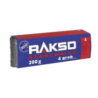 RAKSO Stahlwolle, grob, 4-200g, Banderole, entfernt Öl, Fett auf Metall, reinigt Natur und Kunststein, anschleifen von altem Holz