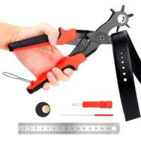 Hochwertige Lochzange für Leder, Gürtel, Stoff, Gummi, Papier und andere Materialien mit 6 verschiedenen Lochgrößen (2 mm, 2,5 mm, 3 mm, 3,5 mm, 4 mm oder 4,5 mm) und Doppelhebelvorrichtung.