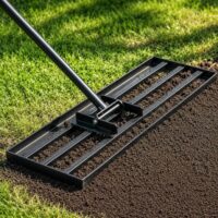 Nivellierrechen für Rasen, Garten, Golfplatz mit verstellbarer Arbeitsbreite und 180° schwenkbarem Kopf aus rostbeständigem Stahl