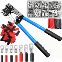 Ergänzbares Crimpzangen-Set mit 100 Schrumpfschlauch und 60 Kupferanschlüssen für Kabelhülsen zwischen 6-50 mm²