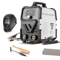 STAHLWERK Elektroden-Schweißgerät ARC 200 Synergic Pro Digital - Vollausstattung für MMA-Welding bis 200 A mit Schutzgasfreiheit, Lift-TIG-Inverter und Hotstart-Funktion