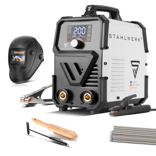 STAHLWERK Elektroden-Schweißgerät ARC 200 Synergic Pro Digital - Vollausstattung für MMA-Welding bis 200 A mit Schutzgasfreiheit, Lift-TIG-Inverter und Hotstart-Funktion