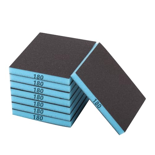 8 Stück Schleifschwamm 180 Körnung, Nass-Trocken Schleifblock, Schleifpads, Flexibles Schleifschwämme für Holz Metall Kunststoff Gipskarton Trockenbau