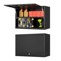 Werkstattschrank, Hängeschrank, Werkzeugwandschrank, Metall-Lochwand, Stahlschrank, Wandregal, abschließbar, 55 x 80 x 40 cm