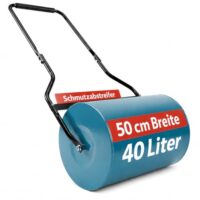 Gartenwalze aus Stahl, Handwalze mit klappbarem Griff und Schmutzabweiser für Rasenpflege, 32 cm breite Walze zum Andrücken, Einebnen und Regenerieren von Rasenflächen