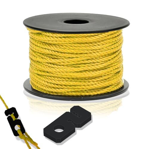 Reißfeste und witterungsbeständige Maurerschnur, 50 Meter lang und 1,7 mm dick, inklusive Schnurspanner für perfekte Linien