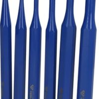 6-teiliger Splintentreiber-Satz von BRILLIANT TOOLS für Haustechnik-Arbeiten mit blauen Griffen und silbernen Spitzen