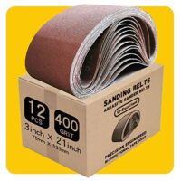 Schleifbänder für Bandschleifer, 75 x 533 mm, 400 Körnung, Premium Aluminiumoxid, antistatisch und waschbar, 12 Stück