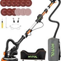 Trockenbauschleifer 900W, Wandschleifer & Deckenschleifer mit Absaugung, 1800 U/min, 6-Stufen Geschwindigkeit, Klappbarer Teleskopstiel, LED-Leuchte, inkl. 12 Schleifblättern