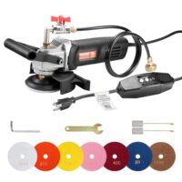 Poliermaschine 800 W, Schleifmaschine für Marmor, Granit, Stein, Fels und Fliesen, 6-Gang und 7 Polier-Kits