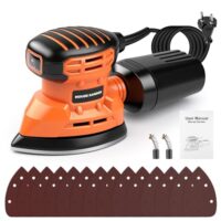 VOBOR Deltaschleifer 150W, 13000 RPM U/min Schleifmaschine mit Staubsammler und 14 Schleifpapier, Multischleifer für Schleifen, Polieren, Entfernen, Holzwerkstatt DIY