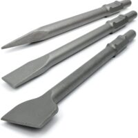 Verda 3-teiliges Meißel-Set mit Flachmeißel, Spitzmeißel und Breitmeißel, SDS-HEX-Aufnahme, Länge 410 mm, für Abbruchhämmern