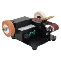 Elektrischer Mini Bandschleifer mit 7 Stufen und 10 Schleifbändern für Metall, Holz und Messer