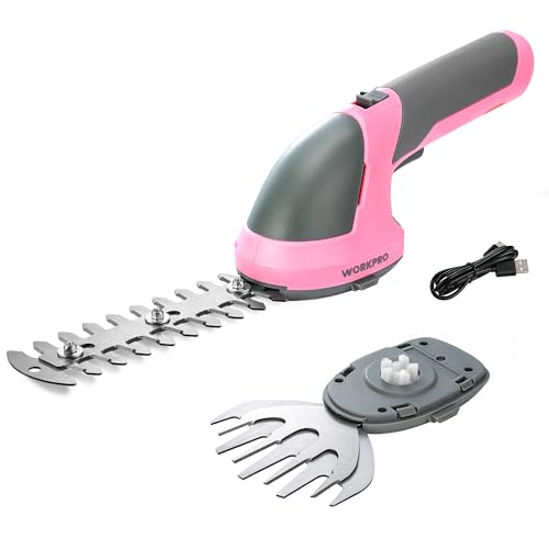 Handliche Gartenschere mit 2000mAh Akku und Typ C Kabel, 2 in 1 Heckenschere mit Schnittbreite 10cm und Schnittlänge 15cm von WORKPRO