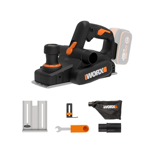 WORX WX620.9 Akku Hobel 20V, Hochleistungs-Akku-Hobel mit Brushless-Motor, 82 mm Hobelbreite, präzise Holzbearbeitung und effiziente Fasenbildung.