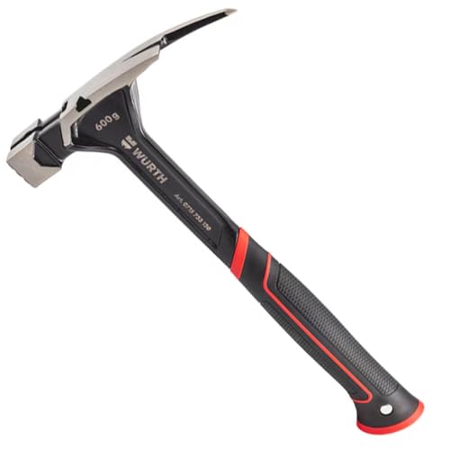 Würth Profi Latthammer 600g - extrem robuster und aus einem Stück voll geschmiedeter Hammer mit 2K Griff und Magnethalter, Zimmermannshammer, Länge 33cm