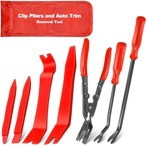 7-teiliges Auto-Clip-Zangen-Set und Befestigungsentferner, Werkzeug-Reparatur-Set mit Aufbewahrungstasche für Autotürverkleidung, Polster, Armaturenbrett