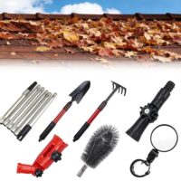 Effiziente Dachrinnenreinigung mit dem Zenselect-Kit, Teleskop-Reiniger mit Bürste, Schaufel und Rake, ausdehnbarer Dachrinnenbürste für Zuhause und Garten