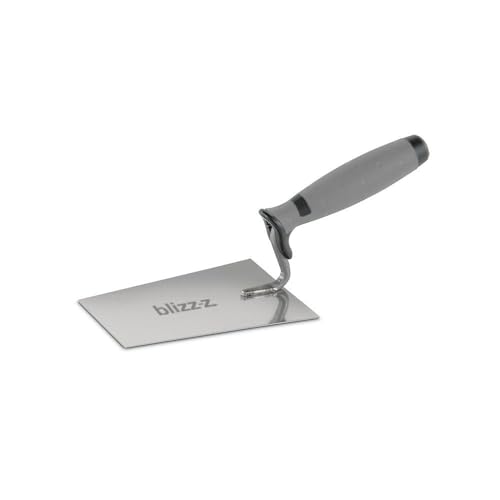 Hochwertige Putzkelle mit S-Hals aus rostfreiem Edelstahl, Softgriff und Blattlänge 160 mm